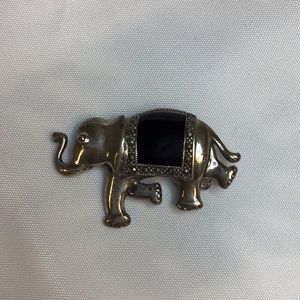 VINTAGE STERLING SILVER ONYX ELEPHANT PIN/BROOCH